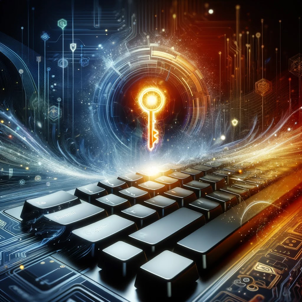 A photo-realistic image inspired by the essence of a digital marketing company named KeyBuzz Digital It features a modern sleek keyboard
